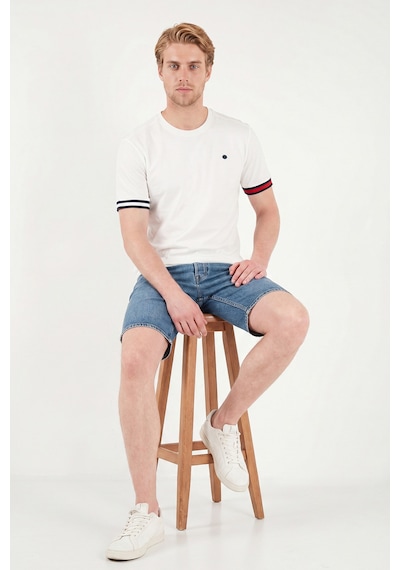 Buratti Bisiklet Yaka Kolları Renkli Şerit Detaylı T Shirt Erkek T Shirt 5904060 Beyaz