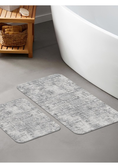 Dijital Baskılı Yıkanabilir Kaymaz Taban 2li Banyo Halısı Paspas Klozet Takımı 6097b