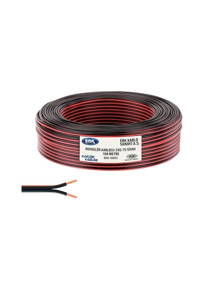 Erk Yerli Elektrik Kablosu Kordon 2x0.75 Siyah 100mt