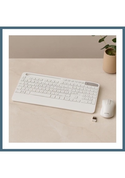 Agc Uygun Sepet Kablosuz Klavye Mouse Seti - Tablet/telefon Standlı - Beyaz - Q Klavye Agc