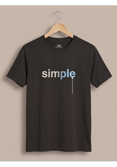 Maccali Erkek Siyah Simple Baskılı Bisiklet Yaka Bol Kesim Tişört