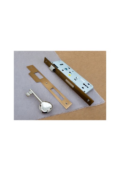 Özen Handles Mat Antik Sarı İç Kapı Gömme Oda Kilit 40/90/23 Kare 40 Mm 1 Adet