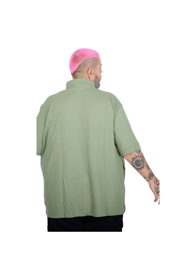 Mode Xl Battal Beden Erkek Tshirt Polo Yaka Cepli Klasik Pike 20552 Çağla Yeşili