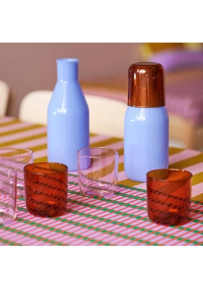 Ikea Tesammans 2'lı İçecek Seti 300 Ml Açık Pembe Kahverengi Şeffaf Çok Renkli