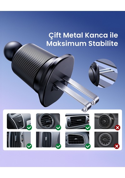 Ugreen Magsafe Uyumlu Manyetik Araç İçi Telefon Tutucu, Havalandırma Klipsli, 360 Dönebilen, 65185