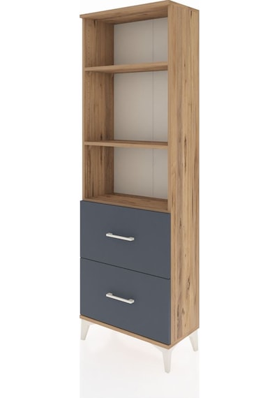 Arges Dolap 3 Raflı 2 Çekmeceli 60x30x182 Çam-antrasit Çam