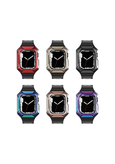 Apple Uyumlu  Watch 7 41 MM Kordon Kasa Koruyuculu Silikon Kordon 88