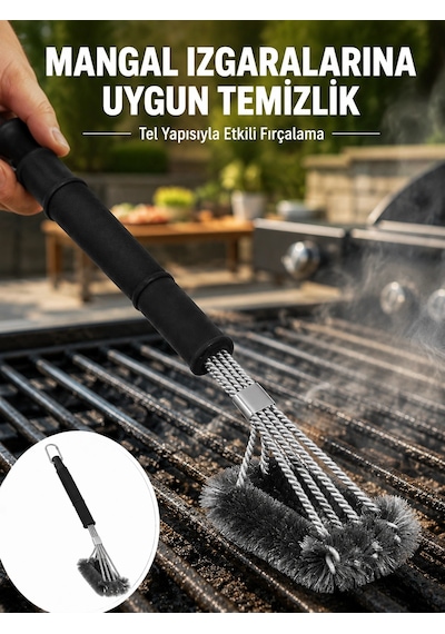 Uzun Saplı Izgara Temizleme Fırçası Çelik Telli Yeni Nesil