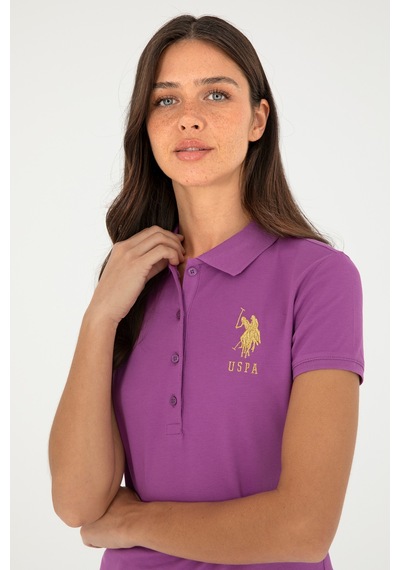 U.S. Polo Assn. Kadın Mor Basic Polo Yaka Tişört 50280071-VR038