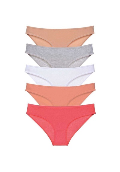5 Adet Süper Eko Set Likralı Kadın Slip Külot Ten Gri Beyaz Pudra Fuşya Standart