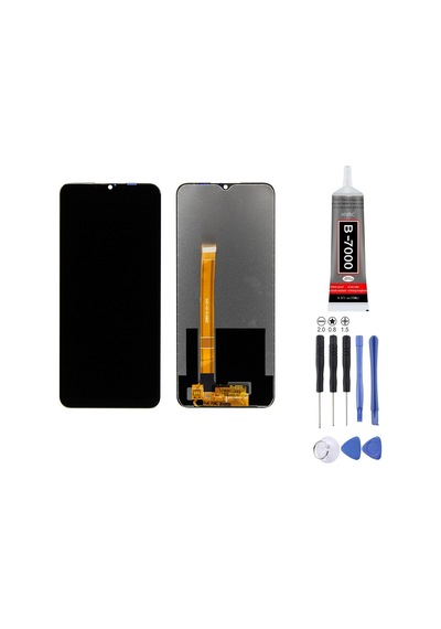 Oppo A9 2020 Uyumlu Lcd Ekran Çıtasız Siyah + Montaj Kiti