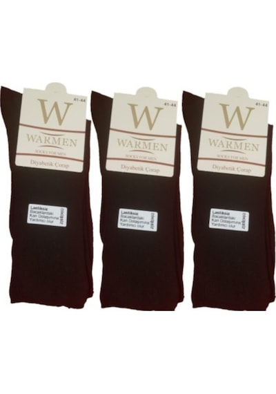 Warmen 3'lü Paket Lastiksiz Dikişsiz Ultra Comfort Pamuklu Siyah Şeker Çorabı Siyah