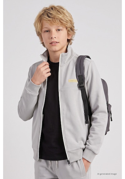 TOMMYLIFE Taş Standart Fit Basic Dik Yaka Jogger Erkek Çocuk Eşofman Takım - 11327 Taş Rengi