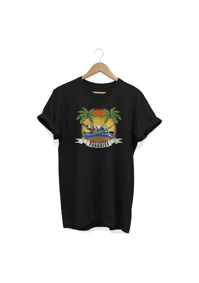 Paradise Baskılı Siyah T-shirt Siyah
