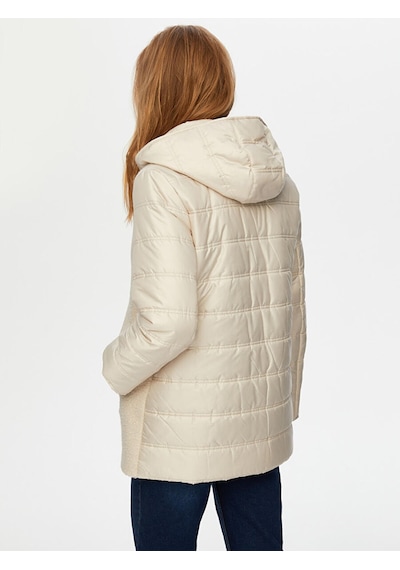 Faik Sönmez Bürümcük Garnili Kapüşonlu Kapitone Kaban W26kkb007 Uw26kkb00772 Taş