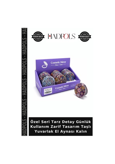 Özel Seri Tarz Detay Günlük Kullanım Zarif Tasarım Taşlı Yuvarlak El Aynası Kalın Çok Renkli