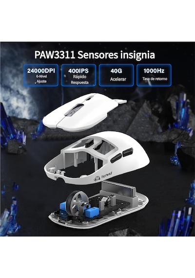 Freewolf A6 Kablosuz Oyuncu Mouse Paw3311 1000 Hz 24000 Dpı Profesyonel Bluetooth Üç Modlu Bağlantı -
