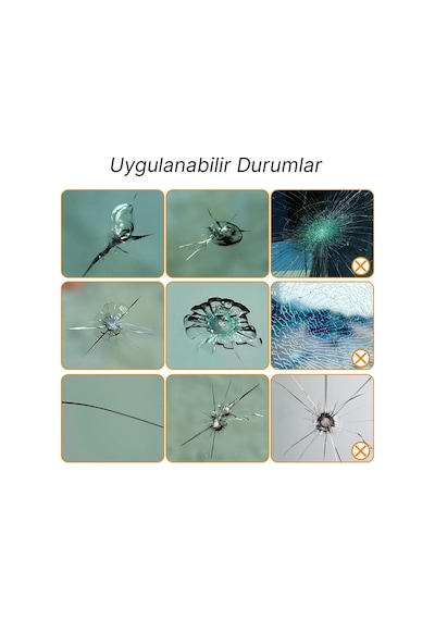 Araç Ön Cam Kırık Çatlak Giderici Hızlı Tamir Kiti 2,5 Cm Çap Kadar Uygundur, 3ml 5 Film,