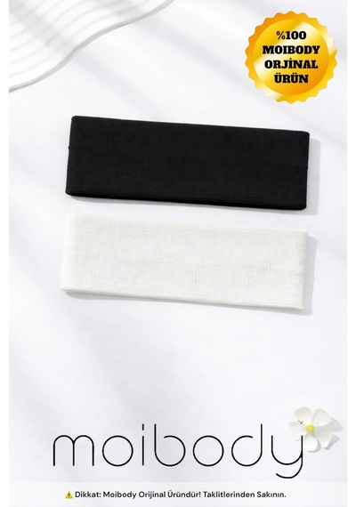 2li Örme Saç Bandı Seti Orlon Kumaş Siyah Ekru Spor Günlük Şık Headband 2lisiyahekru 2lisiyahekru