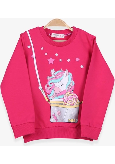 Breeze Kız Çocuk Sweatshirt Unicorn 2-6 Yaş, Fuşya (541263963)