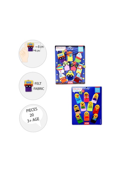 2 Set 20 Parça Tox Taşıtlar ve Emojiler Parmak Kukla T106 T181