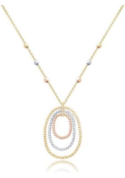 Diamond Line-Gülaylar - 3 Renkli Altın 14 Ayar Toplu Kolye N11.24644