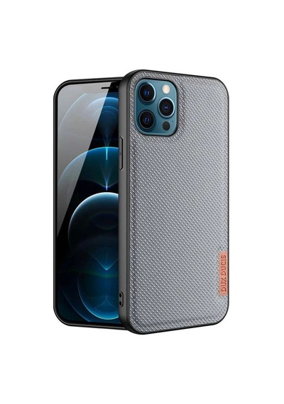 Dux Ducis Fino Serisi Apple iPhone Uyumlu 12 Pro Max Kılıf Premium Dokuma Silikon Kılıf- 5775 Gri