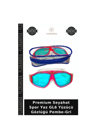 Premium Seyahat Spor Yaz Gl6 Yüzücü Gözlüğü Pembe-gri Gri - Pembe