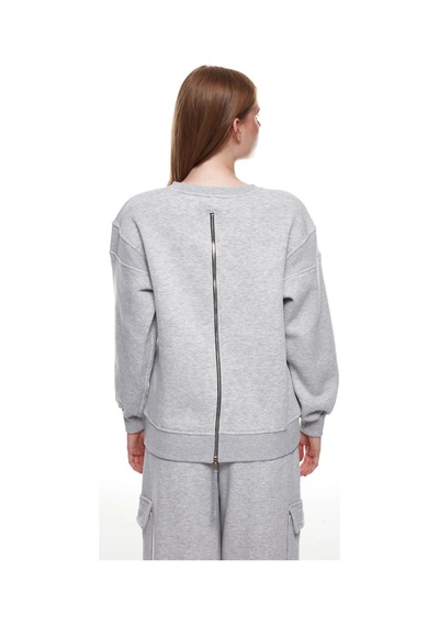 Quzu Fermuar Detaylı Sweatshirt Gri