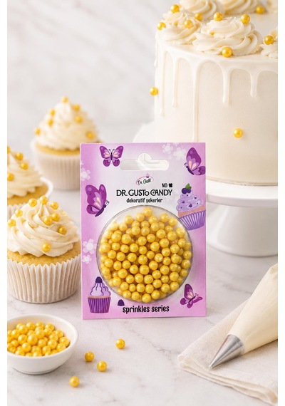 Dr. Gusto 4 Mm Sarı Boncuk Pasta Süsleme Şekeri