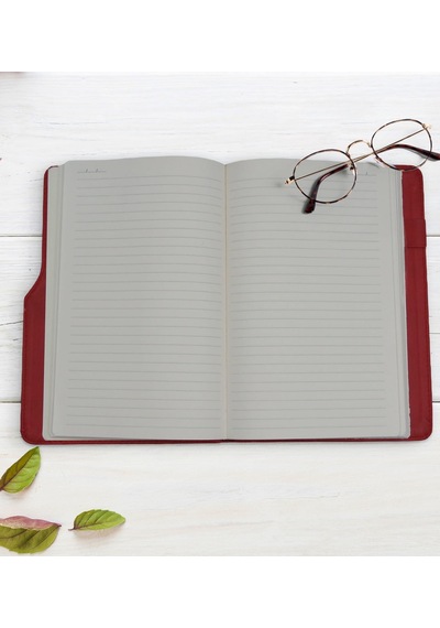 Bk Gift Kişiye Özel Kaktüs Tasarımlı Kırmızı Termo Deri Not Defteri 15x21cm-1