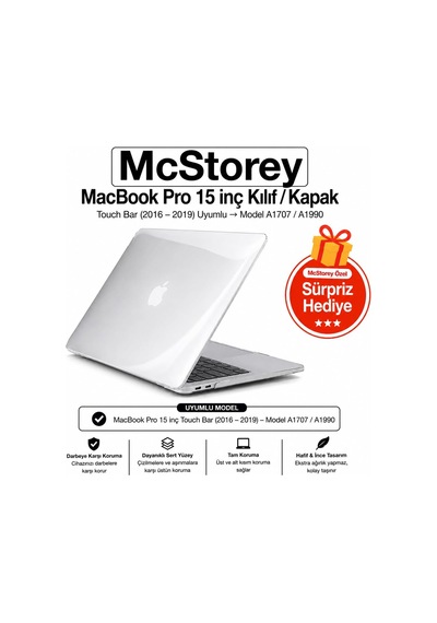 Macbook Pro 15 Kristal Şeffaf Kılıf A1707 A1990 Uyumlu Parlak Sert Tpu Kılıf İnce Hafif Koruyucu Kapak 2016-2019 Şeffaf