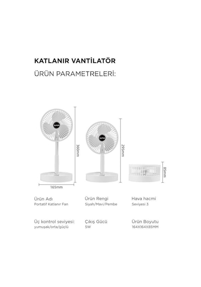 Torima F-06 Mini Fan Vantilatör Masa Fan Siyah