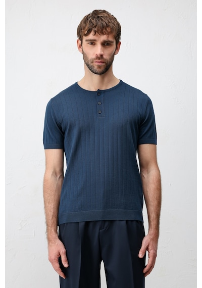Antioch Dokulu Erkek Triko T-shirt İndigo