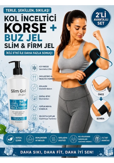 Ice Freeze Buz Jel 250 Ml Ve Termal Kol Korsesi 2'li Set Toparlayıcı Ve Sıkılaştırıcı Bakım Desteği