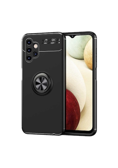 Kilifone - Galaxy A13 4g Uyumlu Kılıf Koruyucu Yüzüklü Karbon Ravel Silikon Kapak - Siyah - T20828
