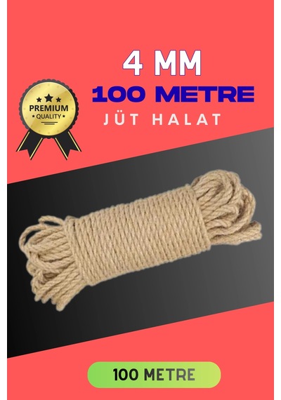 4 Mm 100 Metre Jüt Halat Dekoratif Hasır İp Urgan Süs Çeşidi