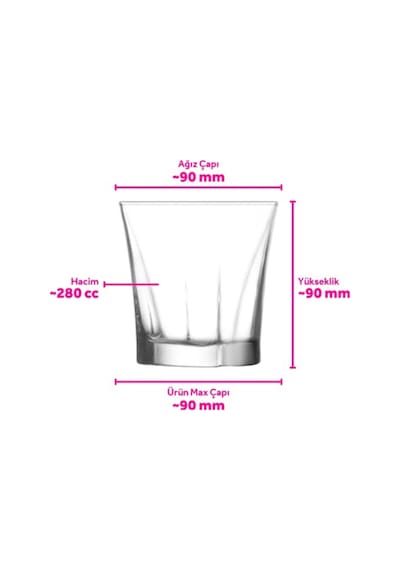 Lav Truva Cam Viski Bardağı 6'lı 280 ml (Meşrubat/Su Bardağı)