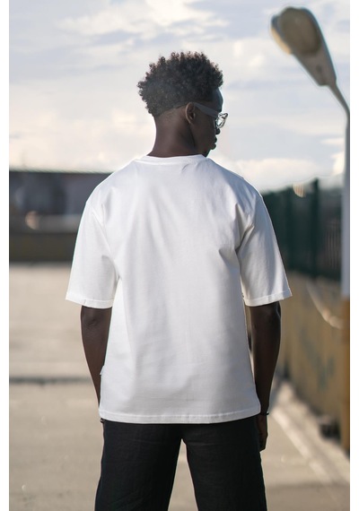 Bisiklet Yaka  Baskılı Oversize Geniş Model T-shirt 001