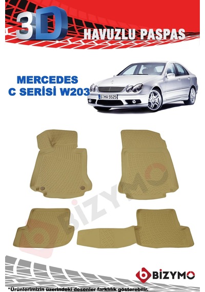 Mercedes C Serisi W203 3D Havuzlu Bej Paspas Takımı Bizymo