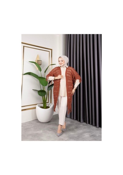 Hira Life Fashion Kadın Mevsimlik Saçaklı Ve Ajurlu Pamuk Triko Hırka Kahverengi Kahverengi Hira Life Fashion Kadın Mevsimlik Saçaklı Ve Ajurlu Pamuk Triko Hırka Kahverengi Kahverengi