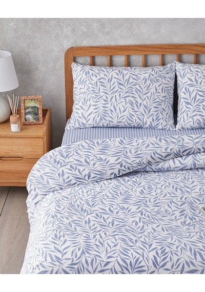 English Home Leaf Dream Kolay Ütülenir Tek Kişilik Nevresim Takımı 160x220 Cm Mavi