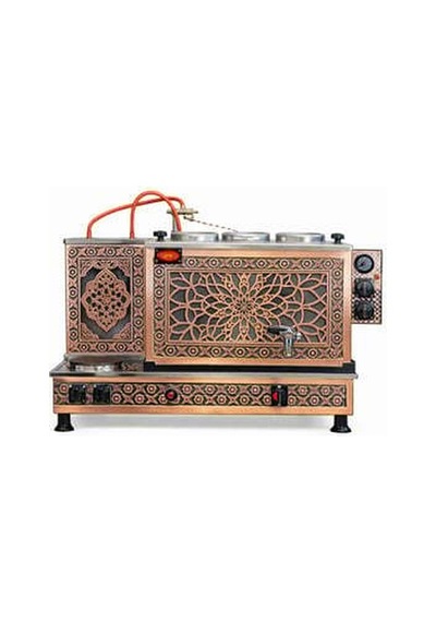 Tiryaki 3 Demlikli Bakır Çay Kazanı 35l Full Oto. Elektrik + Gaz Kahveci Ocaklı Endüstriyel Çay Ocağı - Dms9029914868132