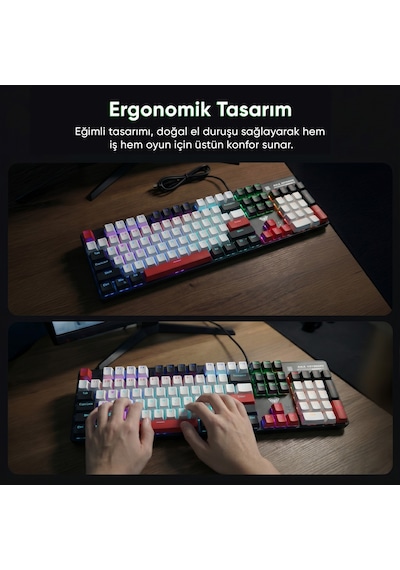 Aula S500 Blue Switch Rgb Makrolu Kablolu Gaming Mekanik Oyuncu Klavyesi Kırmızı