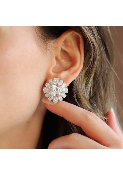 Okyanusun Kalbi Sky Diamond Gümüş Küpe Gümüş