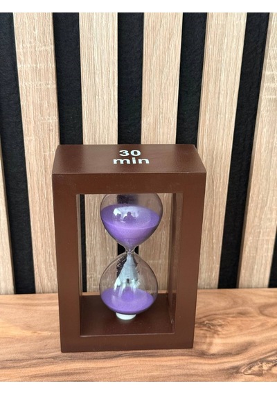 Ahşap Kaideli 30 Dakikalık Kum Saati El Yapımı Dekoratif Cam Kum Saati