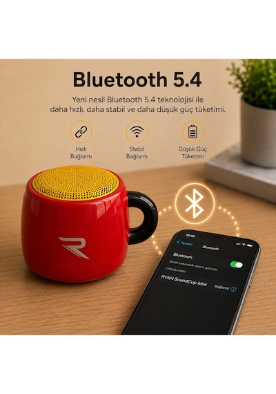 Kahve Kupa Tasarımlı Taşınabilir Hoparlör Mini Kablosuz Bluetooth Hoparlör Bluetooth 5.4 5w Güçlü Ses Soundcup Ry-sc01