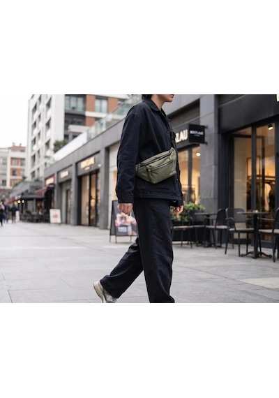 Zennamoda Haki Unisex Bel Çantası Çapraz Askılı Günlük Kullanım Fermuarlı 30x13 Cm Çok Renkli