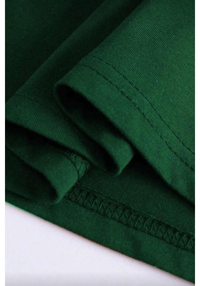 Gold Cherry Kadın Oversize Ön Baskılı Bisiklet Yaka Pamuklu T-shirt Rahat Kesim Yesıl
