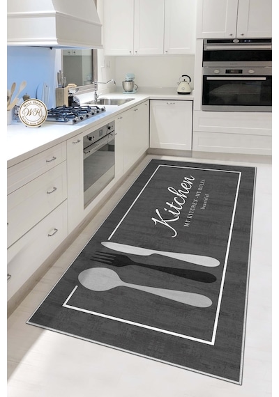 West Home Makinede Yıkanabilir Kaymaz Taban Leke Tutmaz Gri Mutfak Halısı Mutfak Yolluk Ve Balkon Halısı Wh 599 Greym